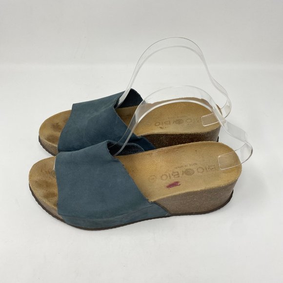 Bio Bio Womens Sandals Leather Wedge Slides Size 8 - Picture 1 of 13